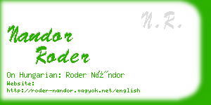 nandor roder business card